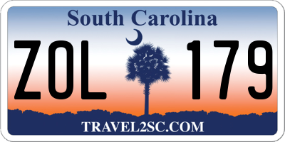 SC license plate ZOL179