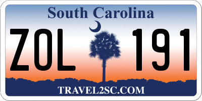 SC license plate ZOL191