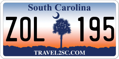 SC license plate ZOL195