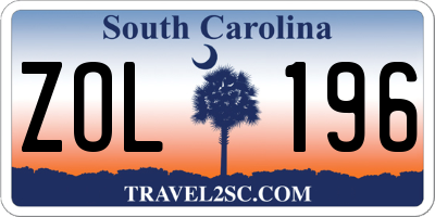 SC license plate ZOL196