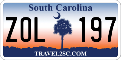 SC license plate ZOL197