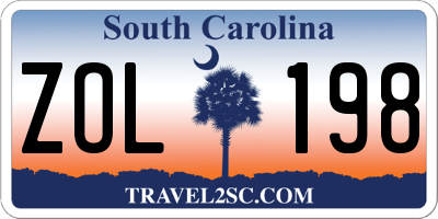 SC license plate ZOL198