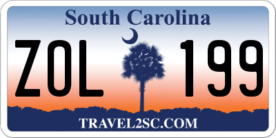 SC license plate ZOL199