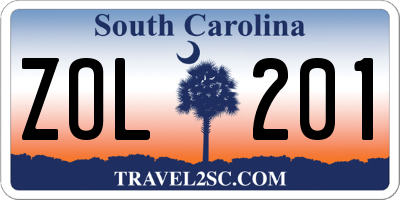 SC license plate ZOL201