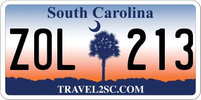 SC license plate ZOL213