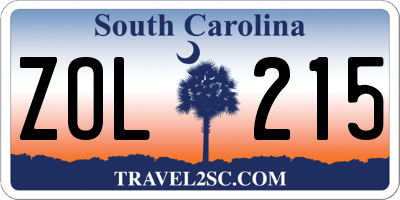 SC license plate ZOL215