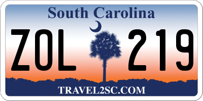 SC license plate ZOL219