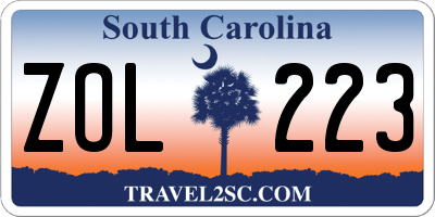 SC license plate ZOL223