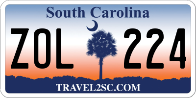 SC license plate ZOL224