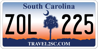 SC license plate ZOL225