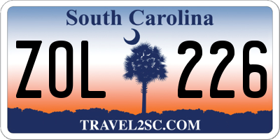 SC license plate ZOL226