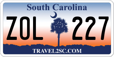 SC license plate ZOL227