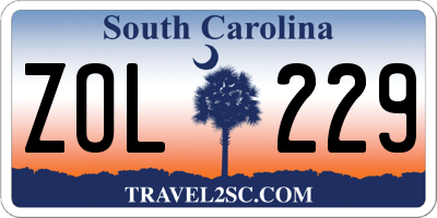 SC license plate ZOL229