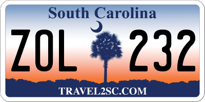 SC license plate ZOL232