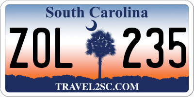 SC license plate ZOL235