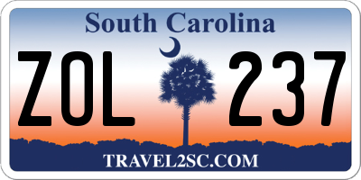 SC license plate ZOL237