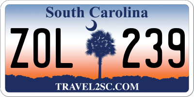 SC license plate ZOL239