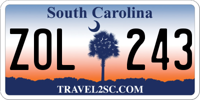 SC license plate ZOL243