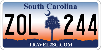 SC license plate ZOL244