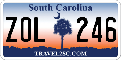 SC license plate ZOL246