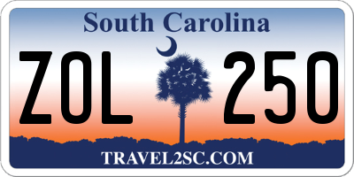 SC license plate ZOL250