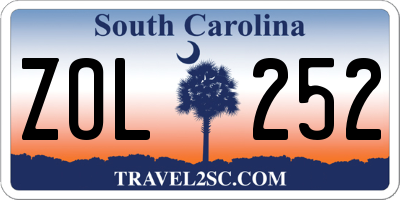 SC license plate ZOL252