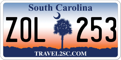 SC license plate ZOL253