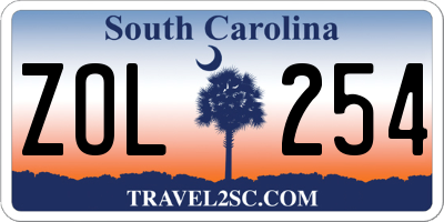 SC license plate ZOL254