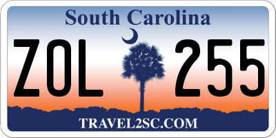 SC license plate ZOL255