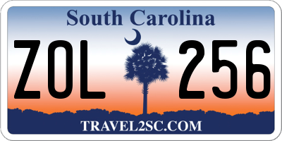 SC license plate ZOL256