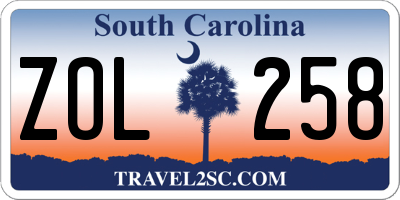 SC license plate ZOL258