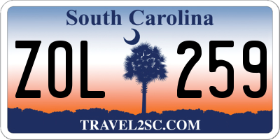 SC license plate ZOL259