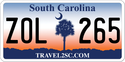 SC license plate ZOL265