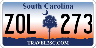 SC license plate ZOL273