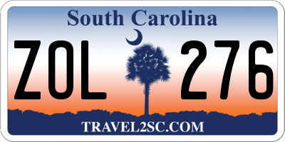 SC license plate ZOL276