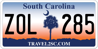SC license plate ZOL285
