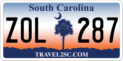 SC license plate ZOL287
