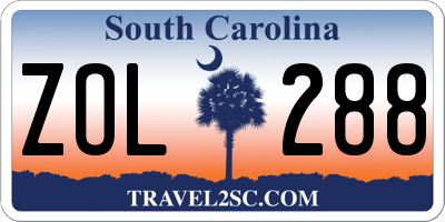 SC license plate ZOL288