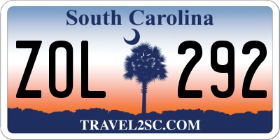 SC license plate ZOL292
