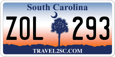 SC license plate ZOL293