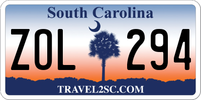 SC license plate ZOL294