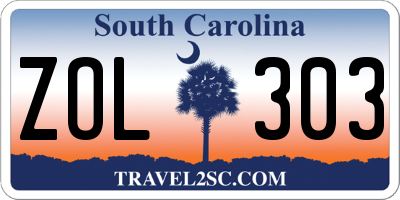 SC license plate ZOL303