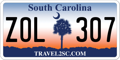 SC license plate ZOL307