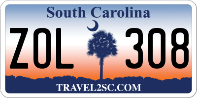 SC license plate ZOL308