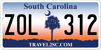 SC license plate ZOL312