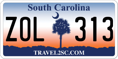 SC license plate ZOL313