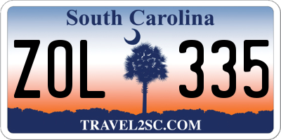 SC license plate ZOL335