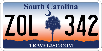 SC license plate ZOL342