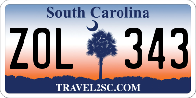 SC license plate ZOL343