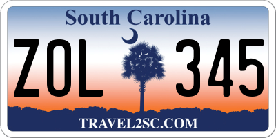 SC license plate ZOL345